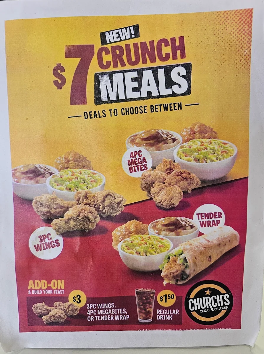 Menu, Church's Texas Chicken