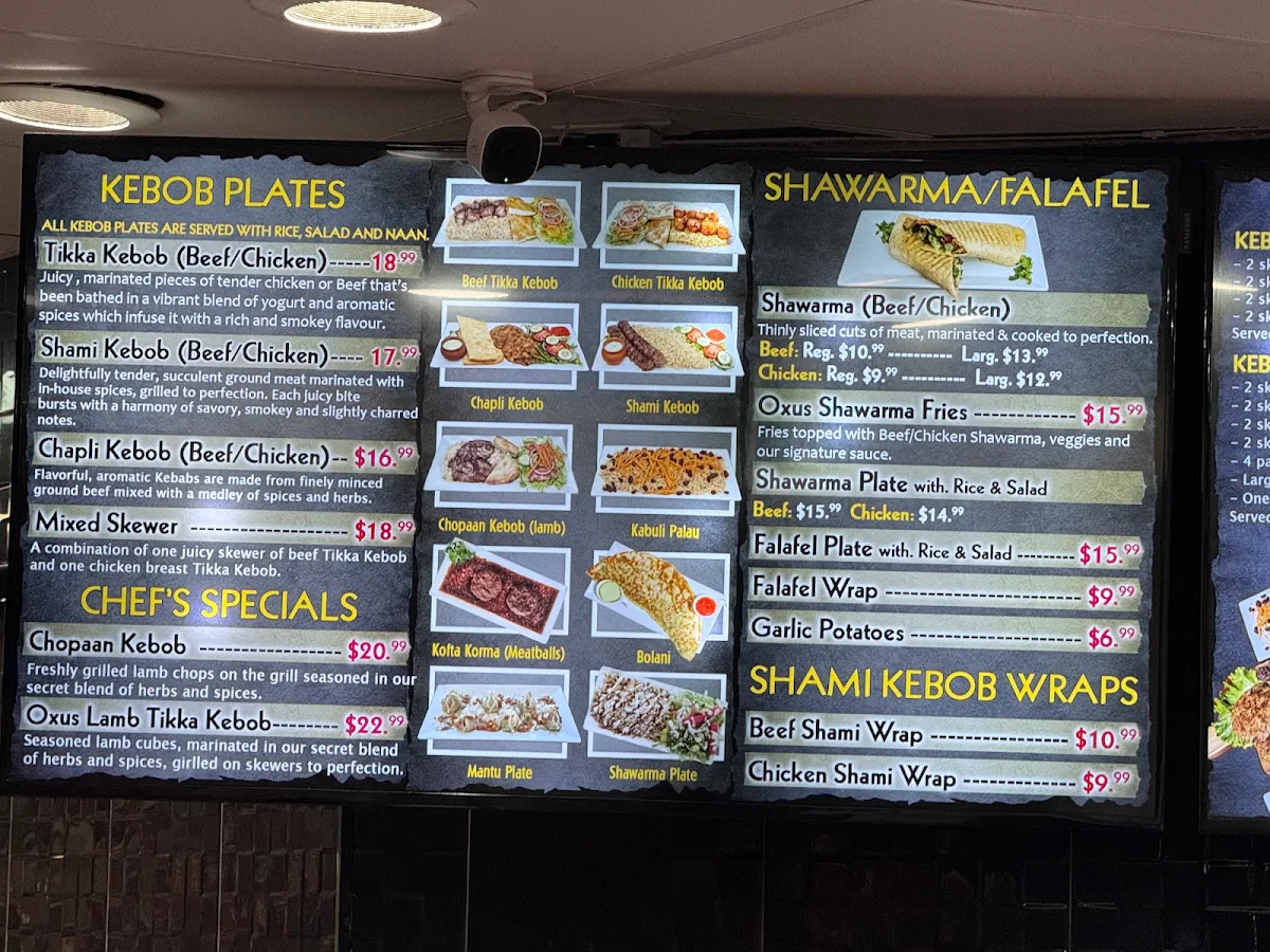 Menu, Oxus Kebob & Shawarma. Bakery, Butcher Shop, (Halal)