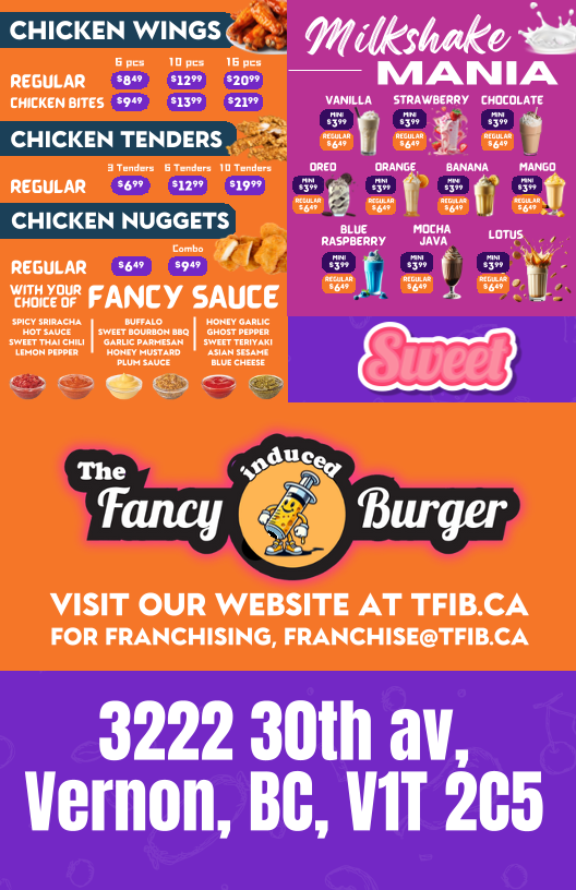 Menu, The Go Grill/ The Fancy Induced Burger