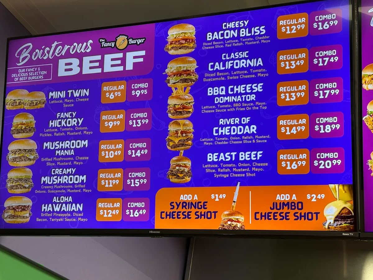Menu, The Go Grill/ The Fancy Induced Burger