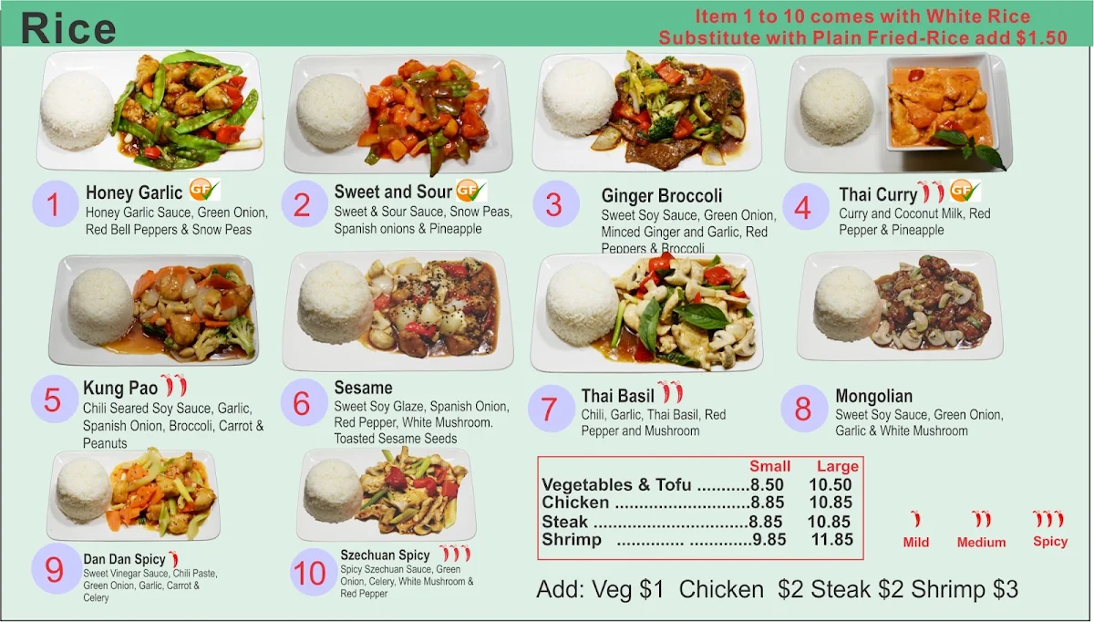 Menu, Dan Dan Asian Diner