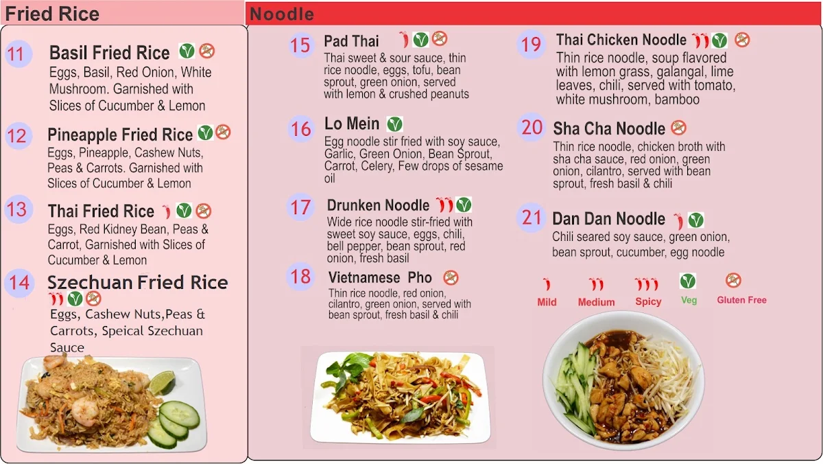 Menu, Dan Dan Asian Diner