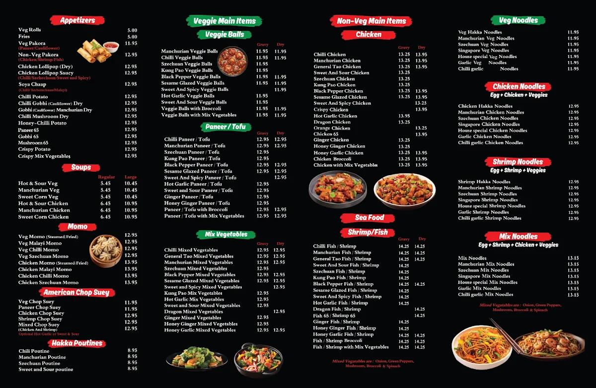 Menu, Happy's Hakka House