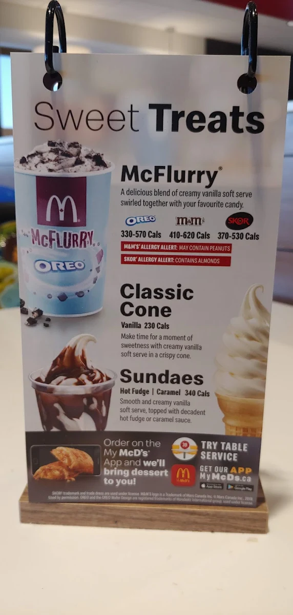 Menu, McDonald's