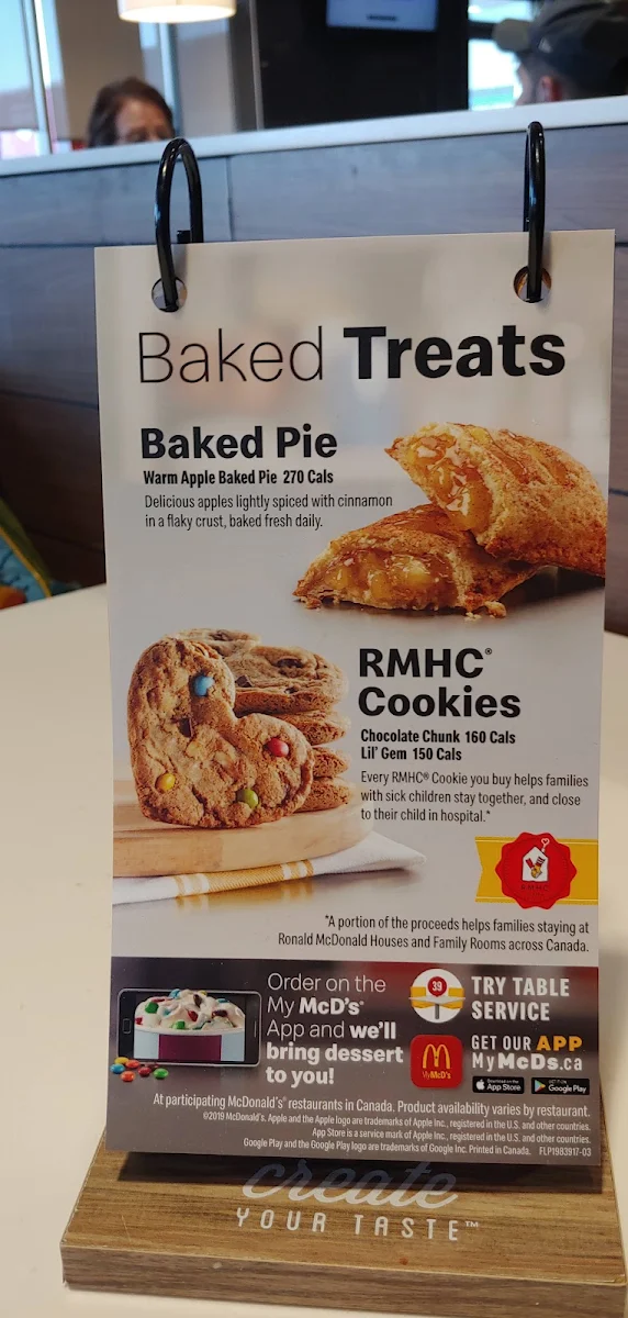 Menu, McDonald's