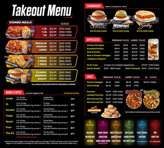 Menu, WingsUp! Kitchener - Kingsway