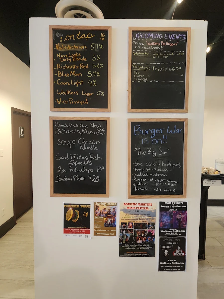 Menu, Walkers Restaurant