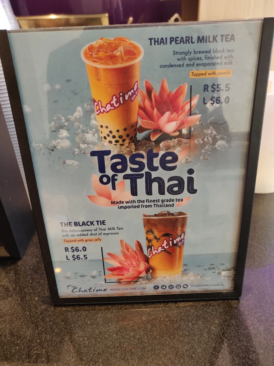 Menu, Chatime Bubble Tea