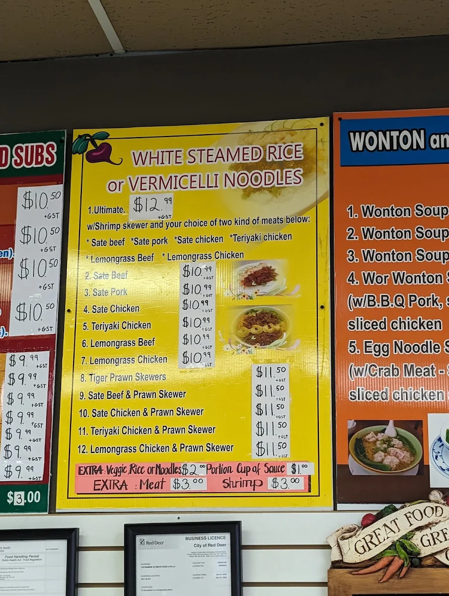 Menu, Vietnamese Subs & Rolls