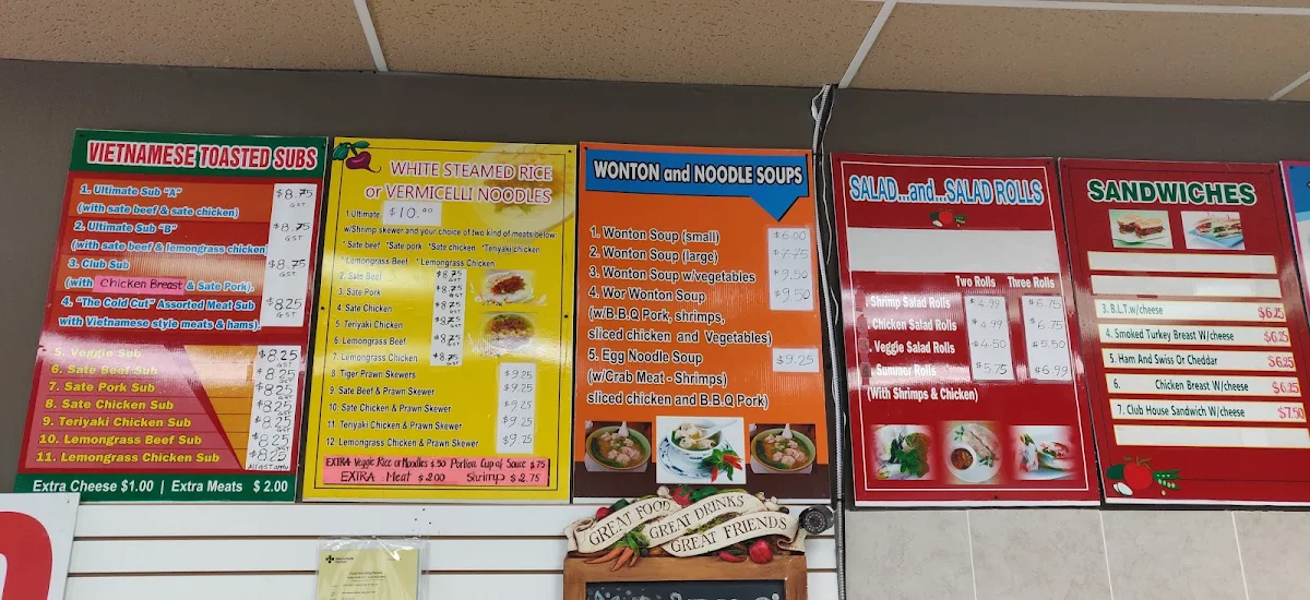 Menu, Vietnamese Subs & Rolls