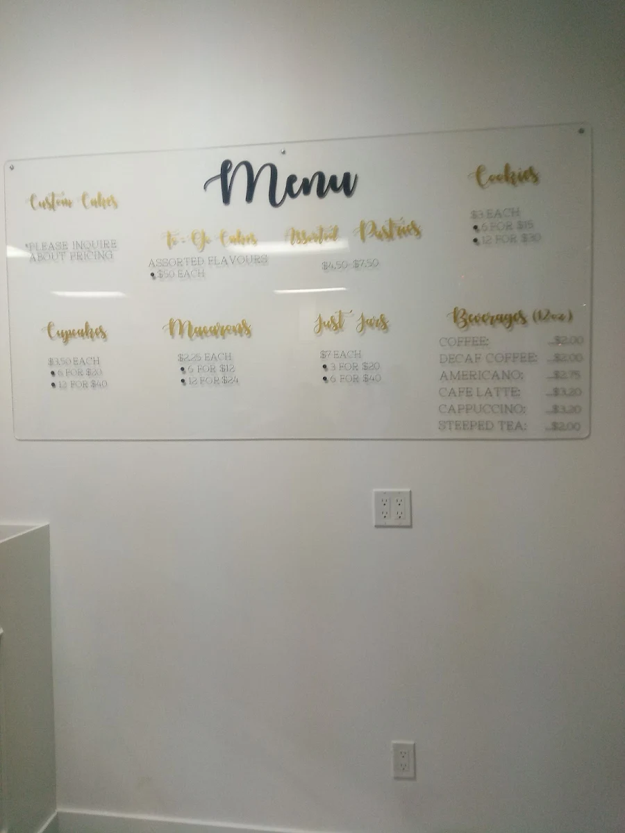 Menu, Just Cakes Bakeshop
