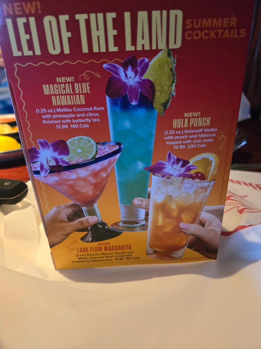 Menu, Red Lobster