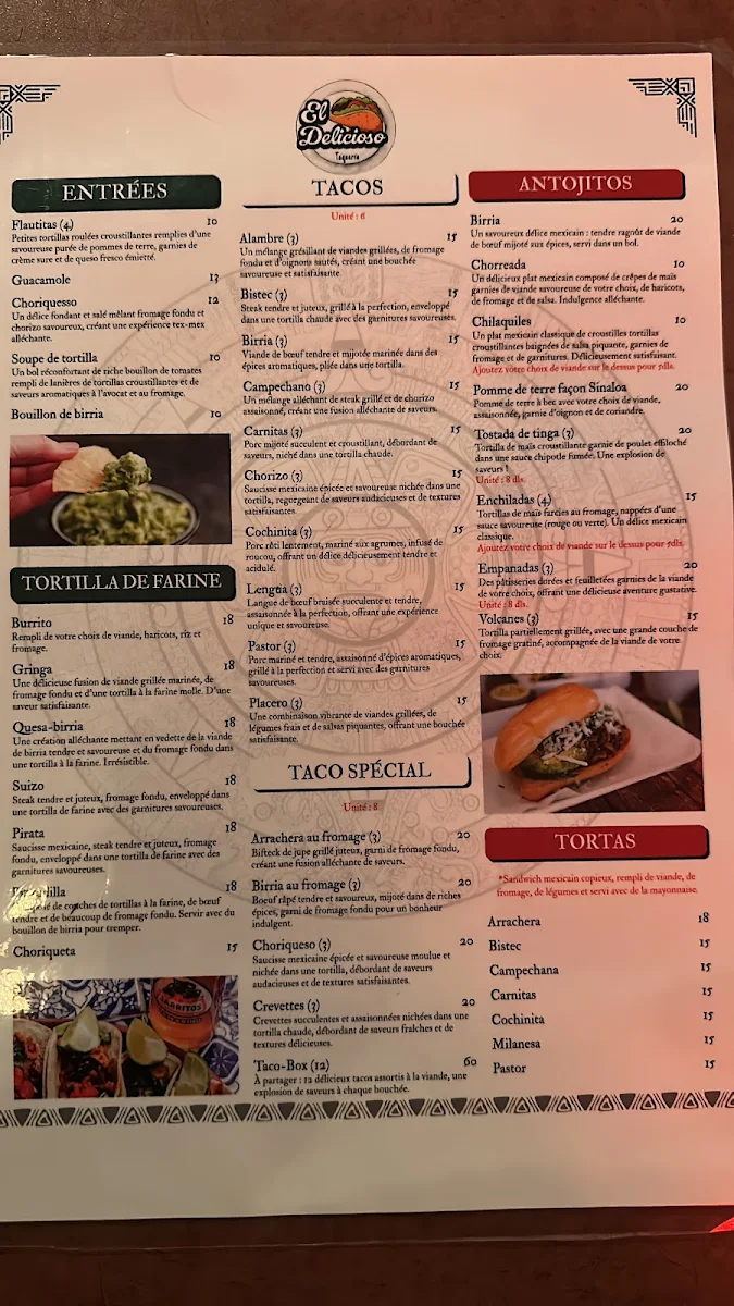 Menu, El Delicioso MTL