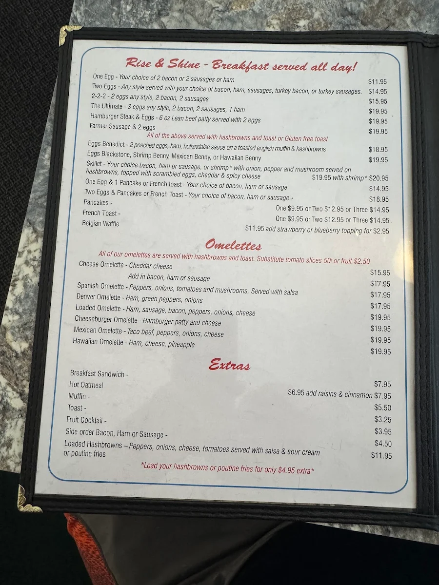 Menu, Kirstens Hideout Café