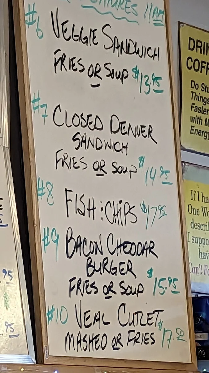 Menu, Kirstens Hideout Café