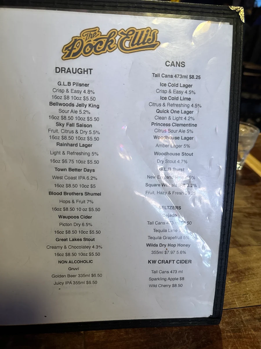 Menu, The Dock Ellis