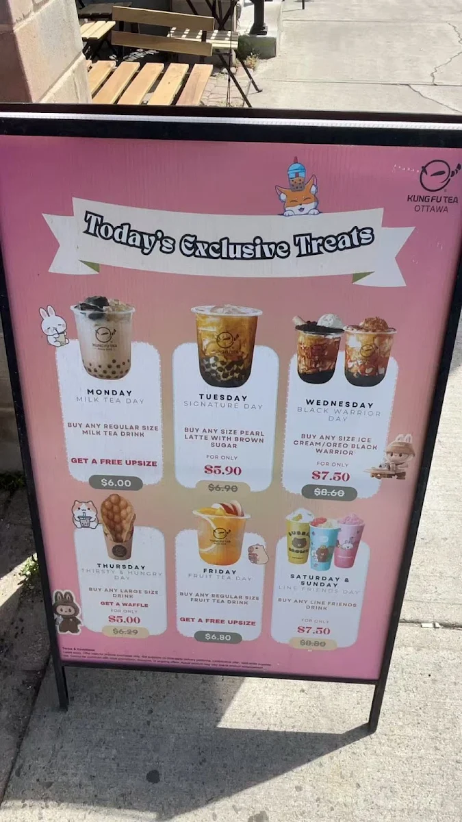 Menu, Kung Fu Tea Ottawa