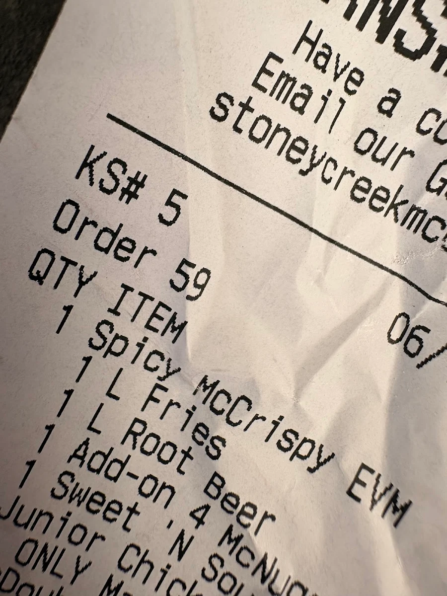 Menu, McDonald's