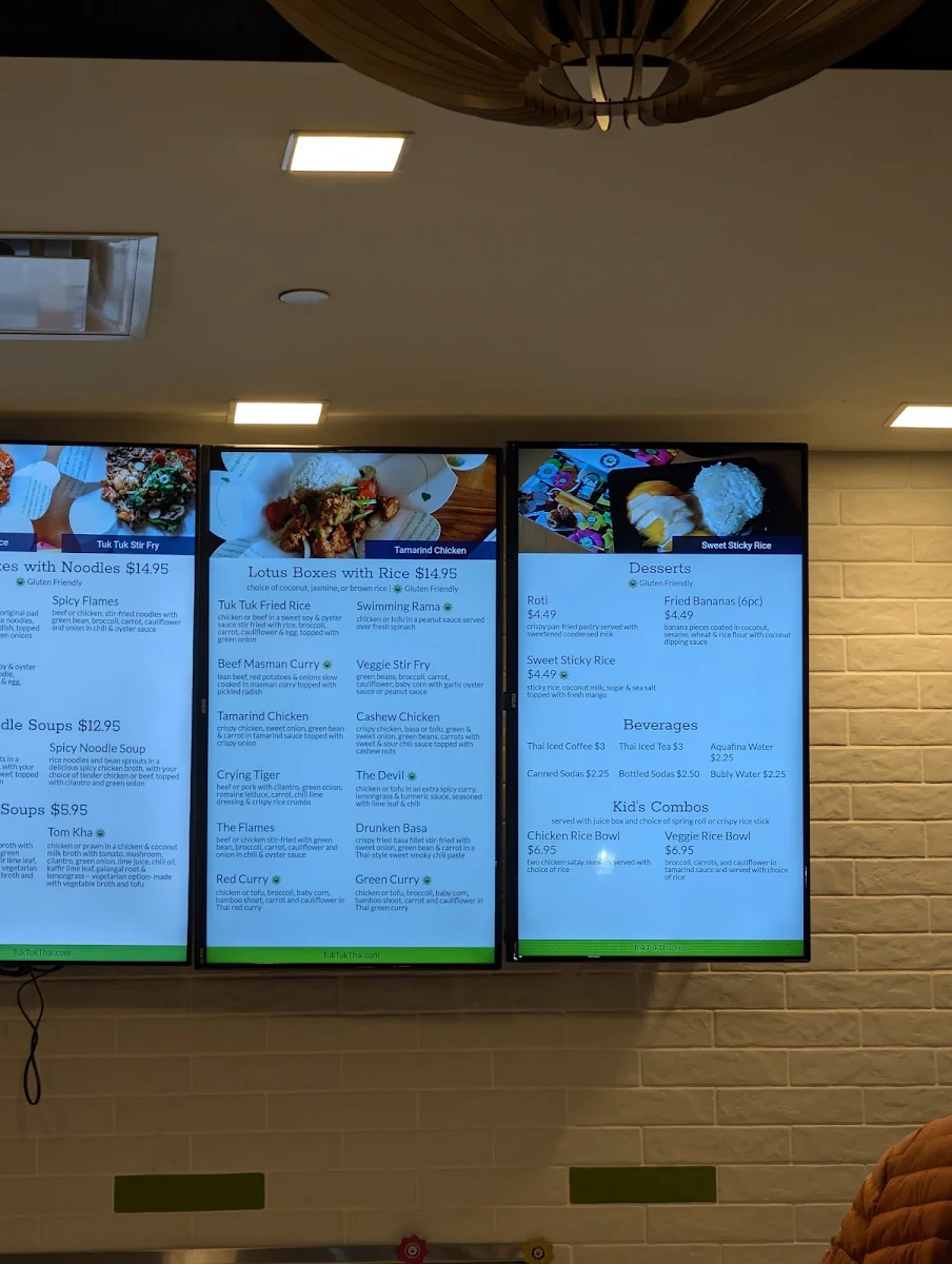 Menu, Tuk Tuk Thai - Crowfoot