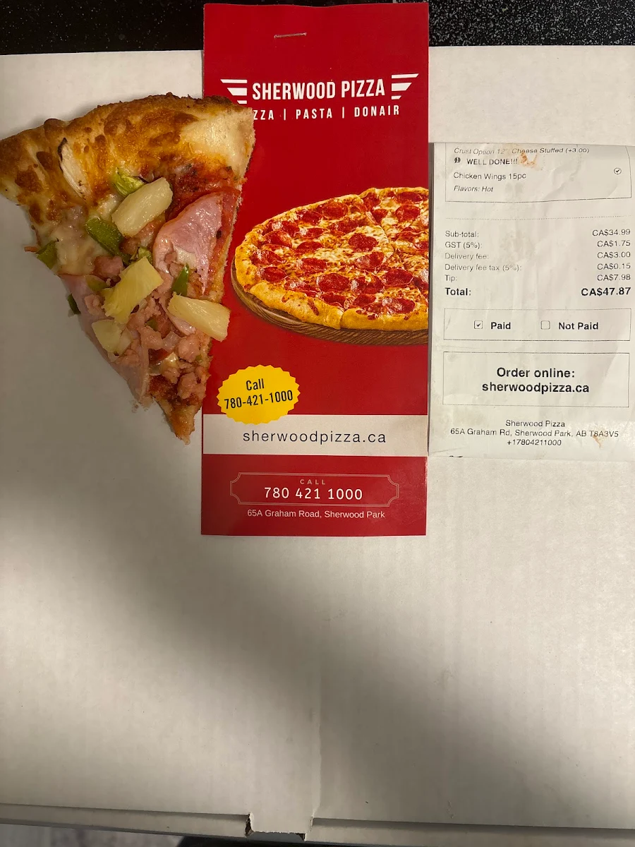 Menu, Sherwood Pizza
