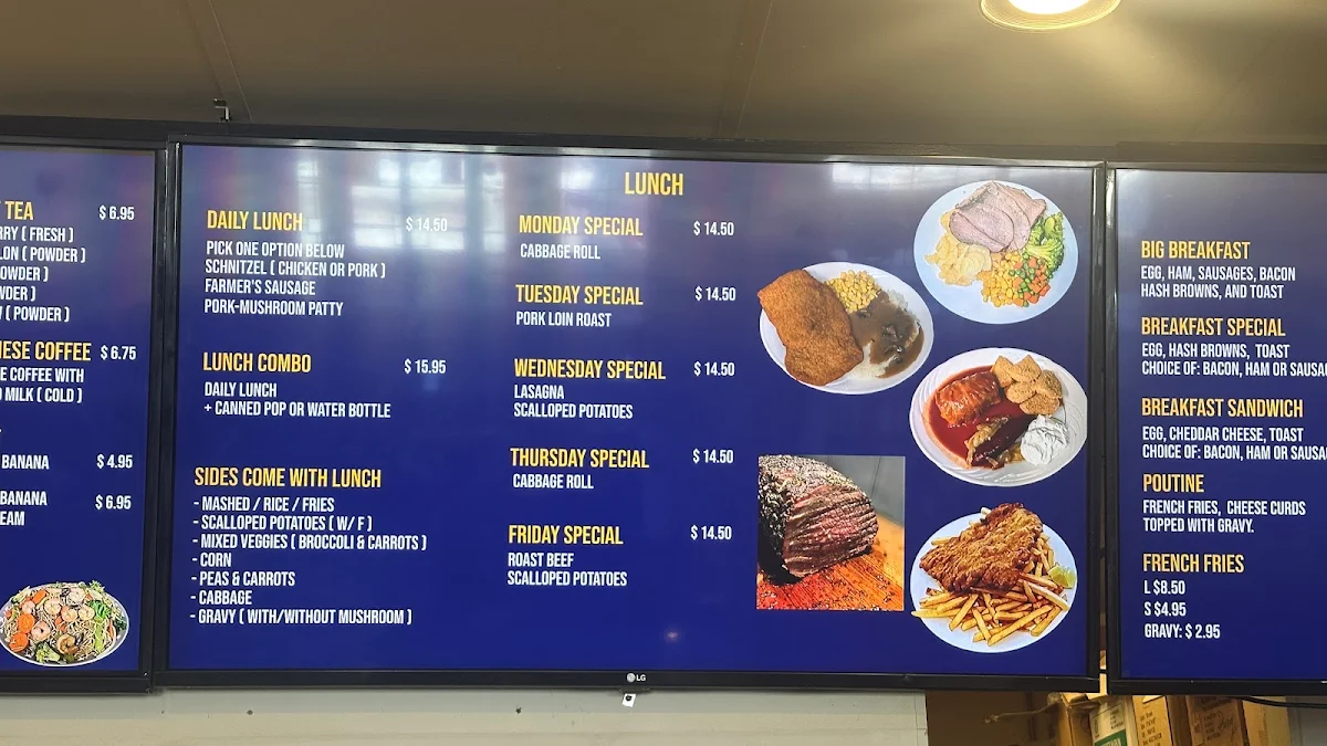 Menu, Blue Danube Restaurant