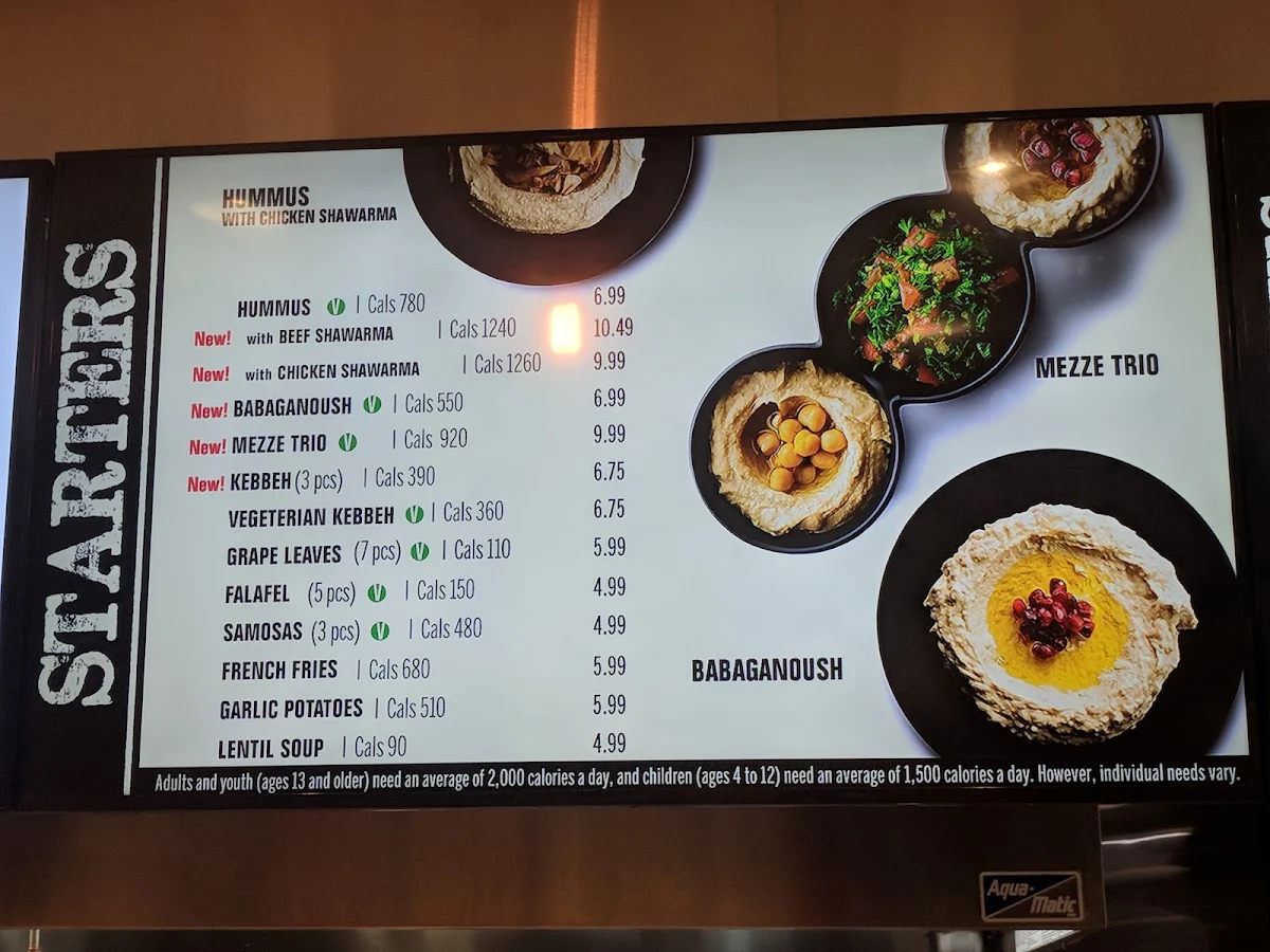 Menu, Pita Land - Spadina
