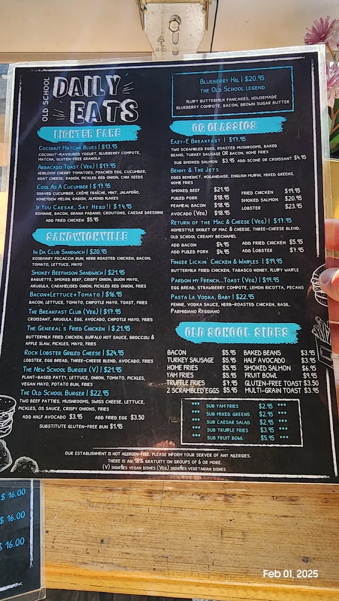Menu, Old School