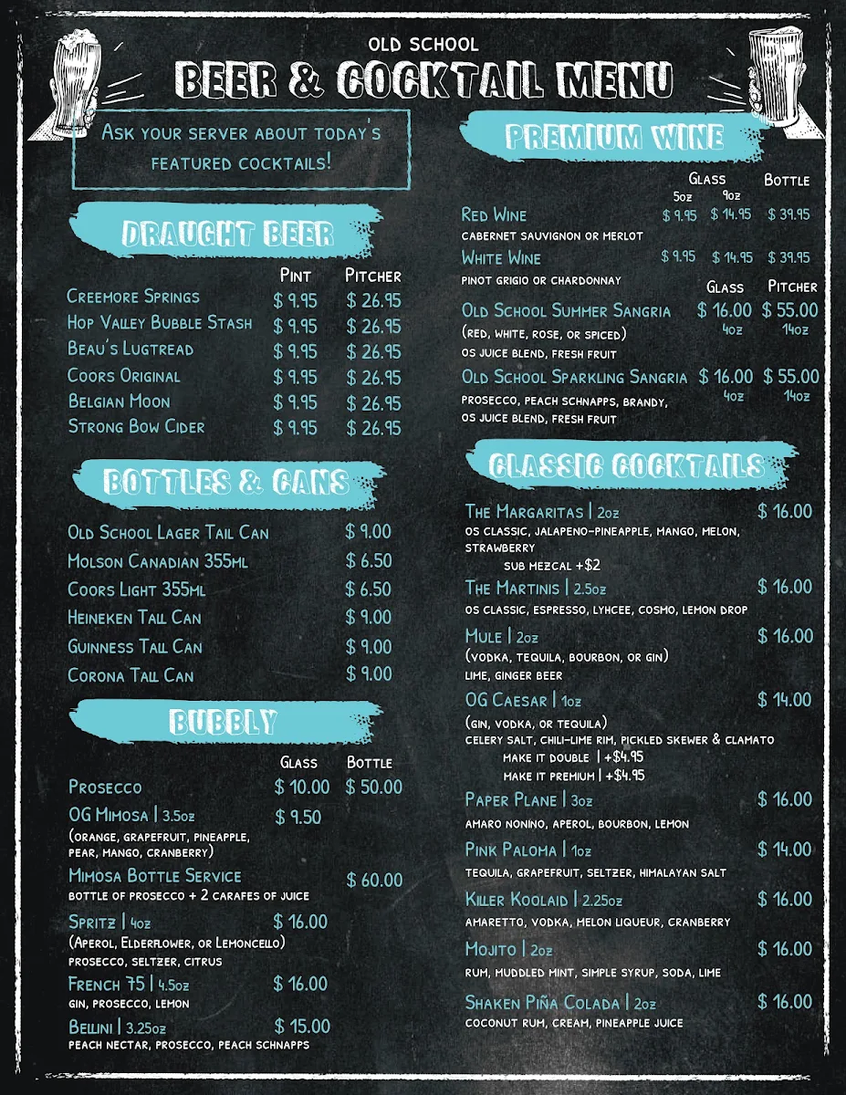 Menu, Old School