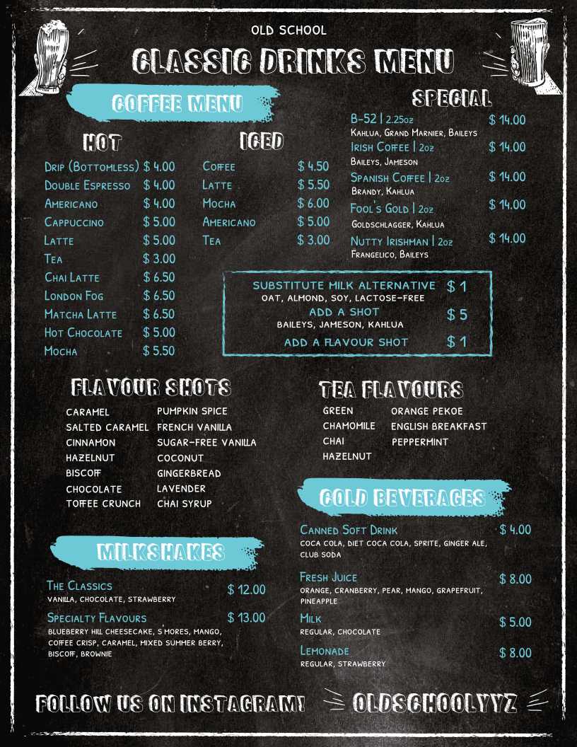 Menu, Old School