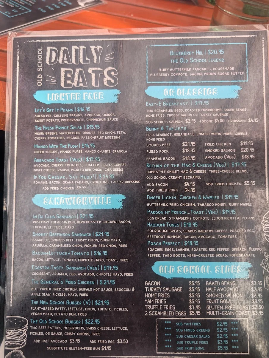 Menu, Old School