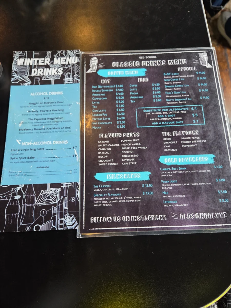 Menu, Old School