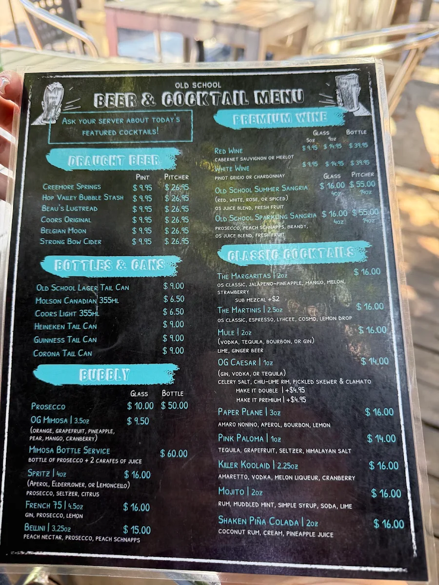Menu, Old School
