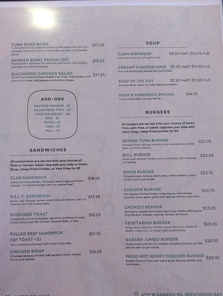 Menu, Garden Fork