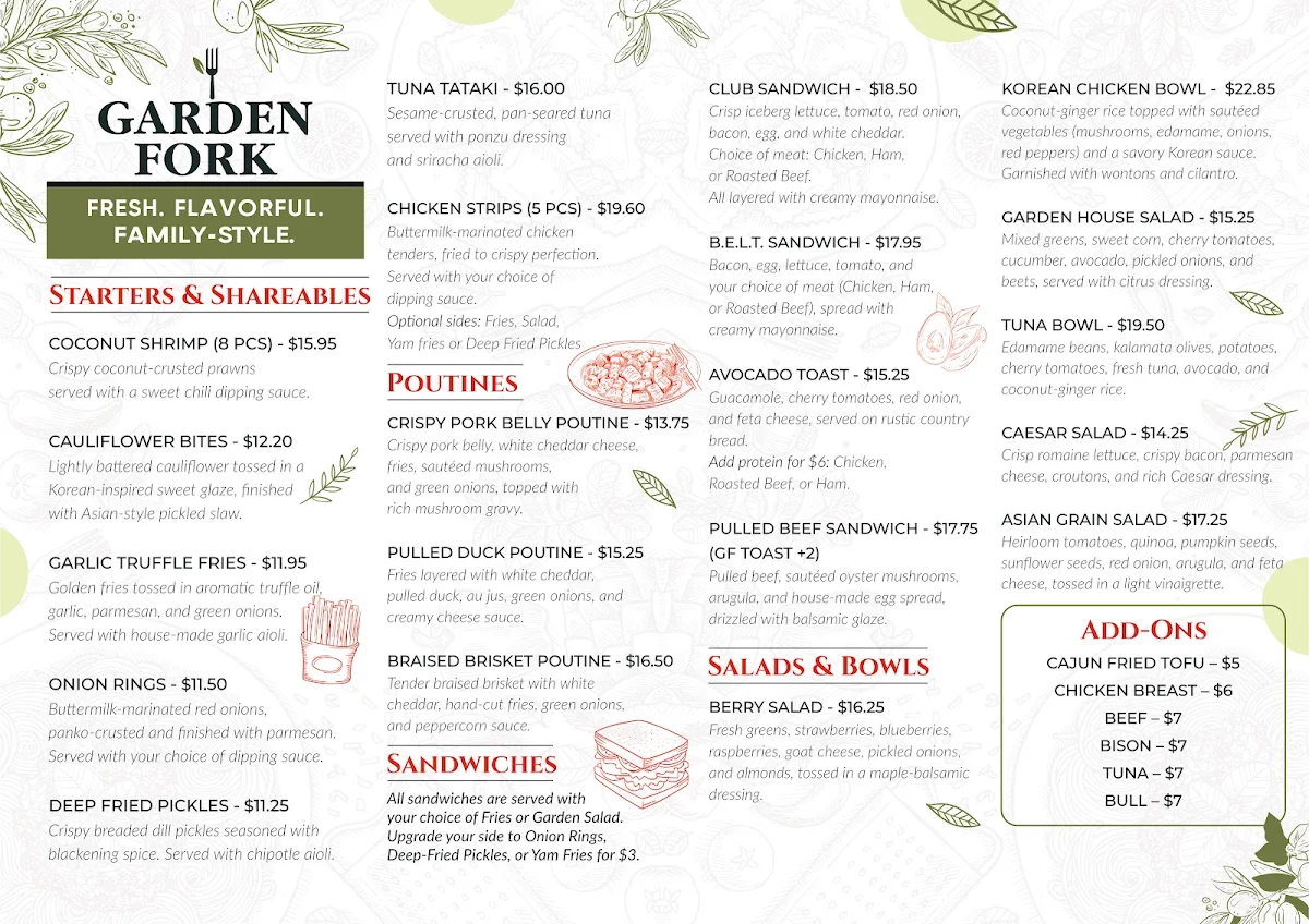 Menu, Garden Fork