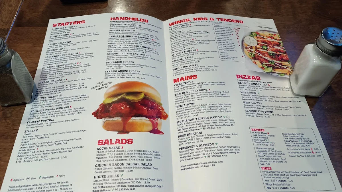 Menu, St. Louis Bar & Grill