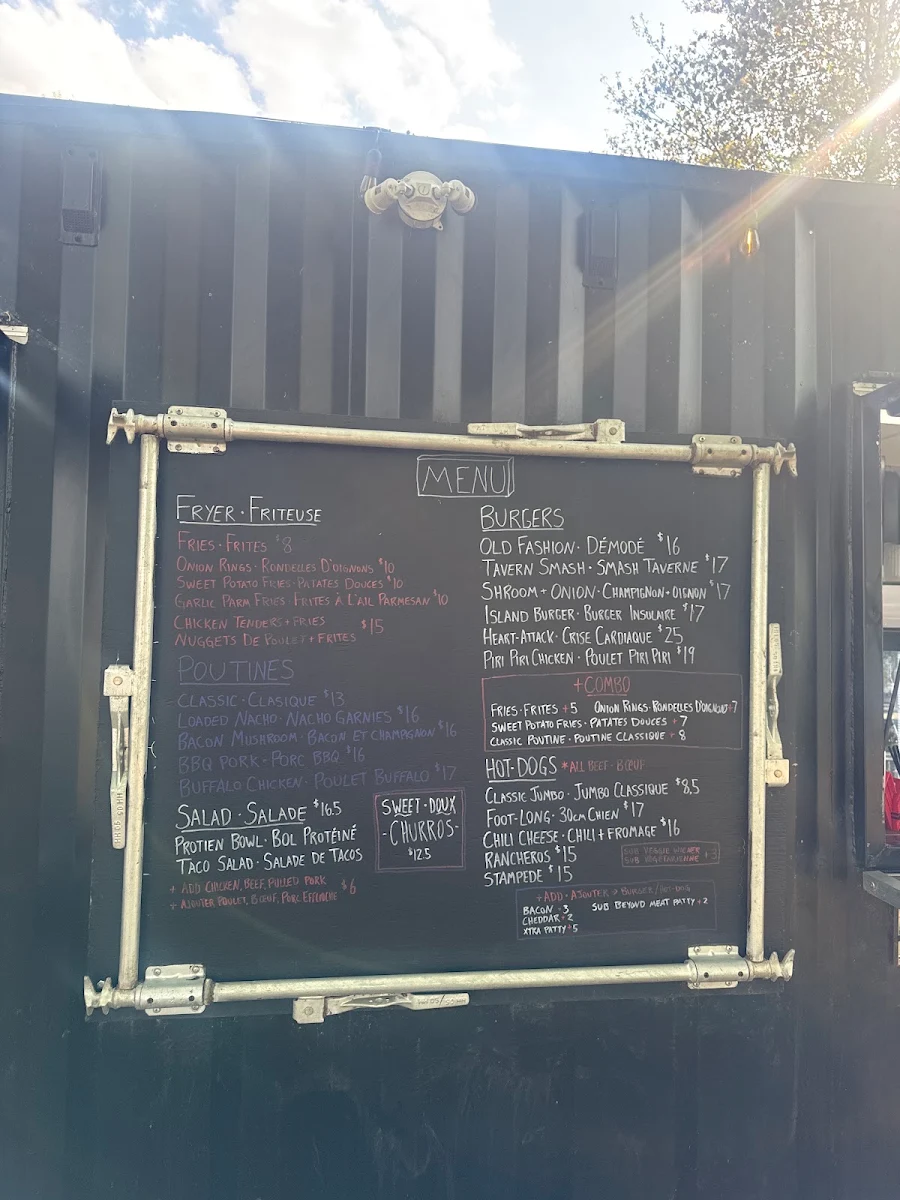 Menu, Tavern on the Island