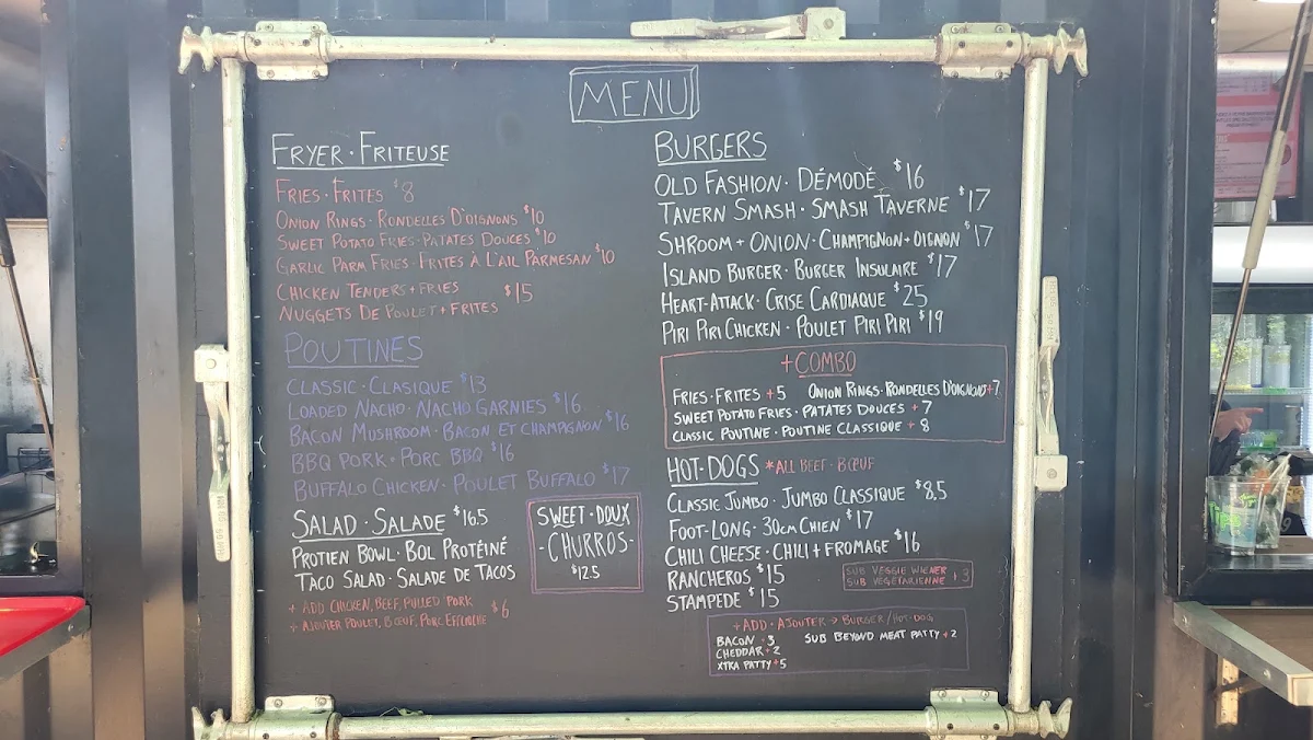 Menu, Tavern on the Island