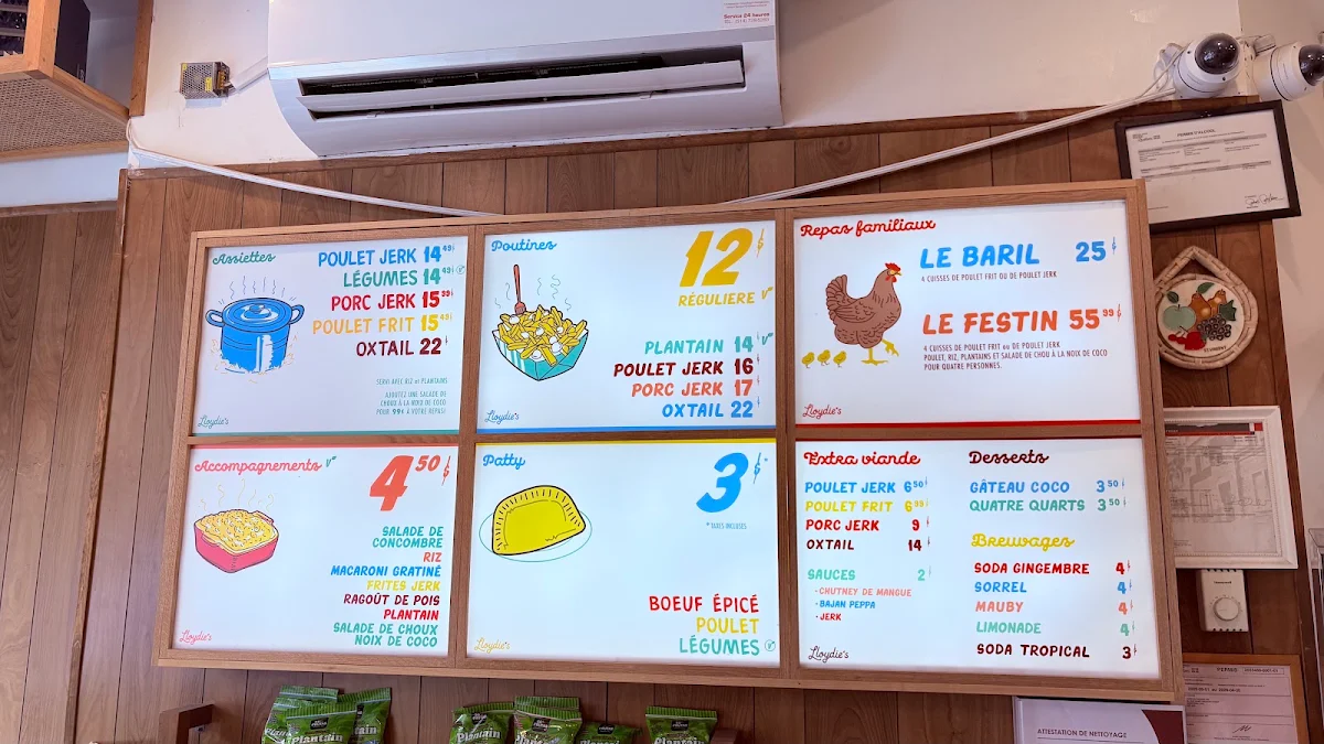 Menu, Lloydie's St-Viateur