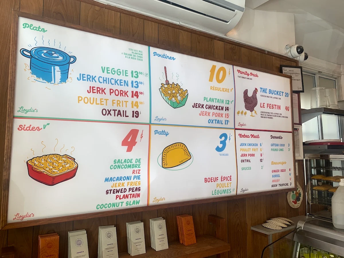 Menu, Lloydie's St-Viateur