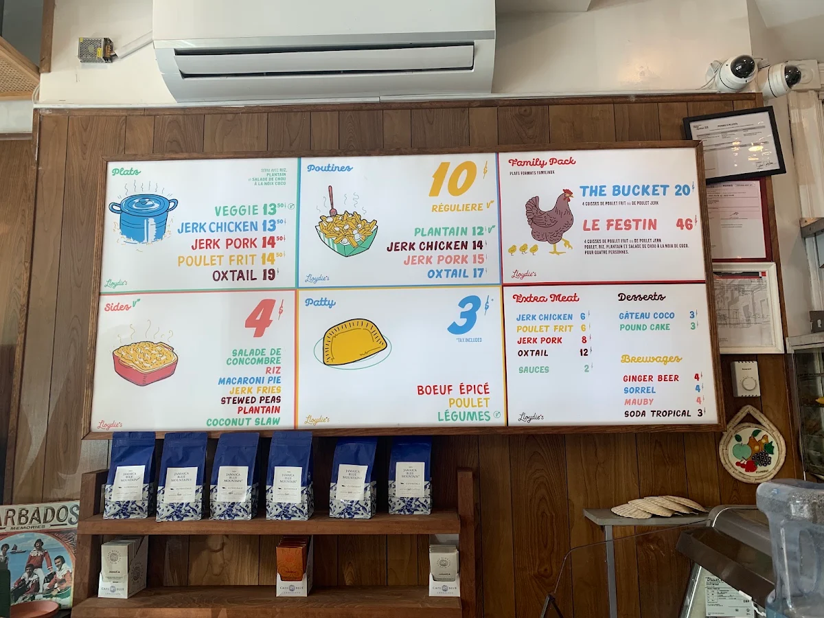 Menu, Lloydie's St-Viateur