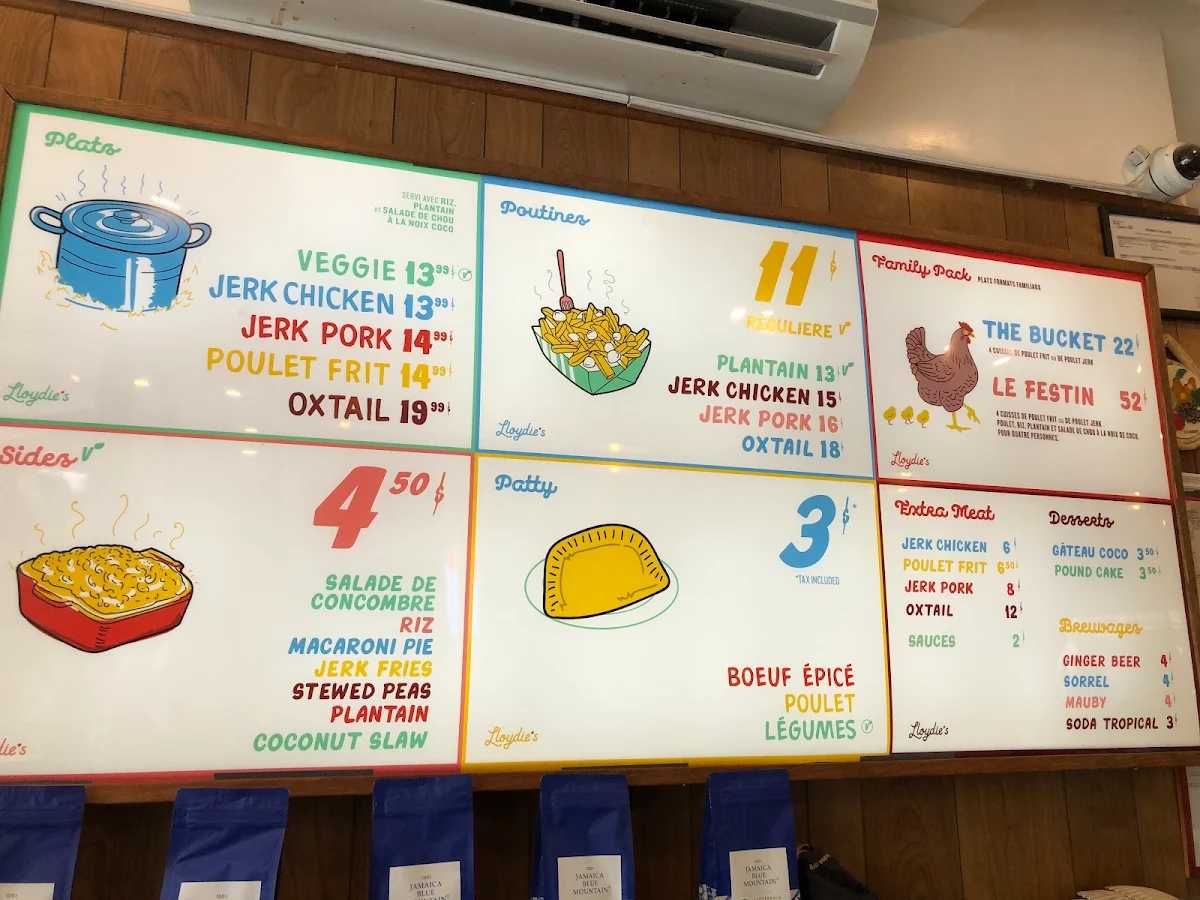 Menu, Lloydie's St-Viateur