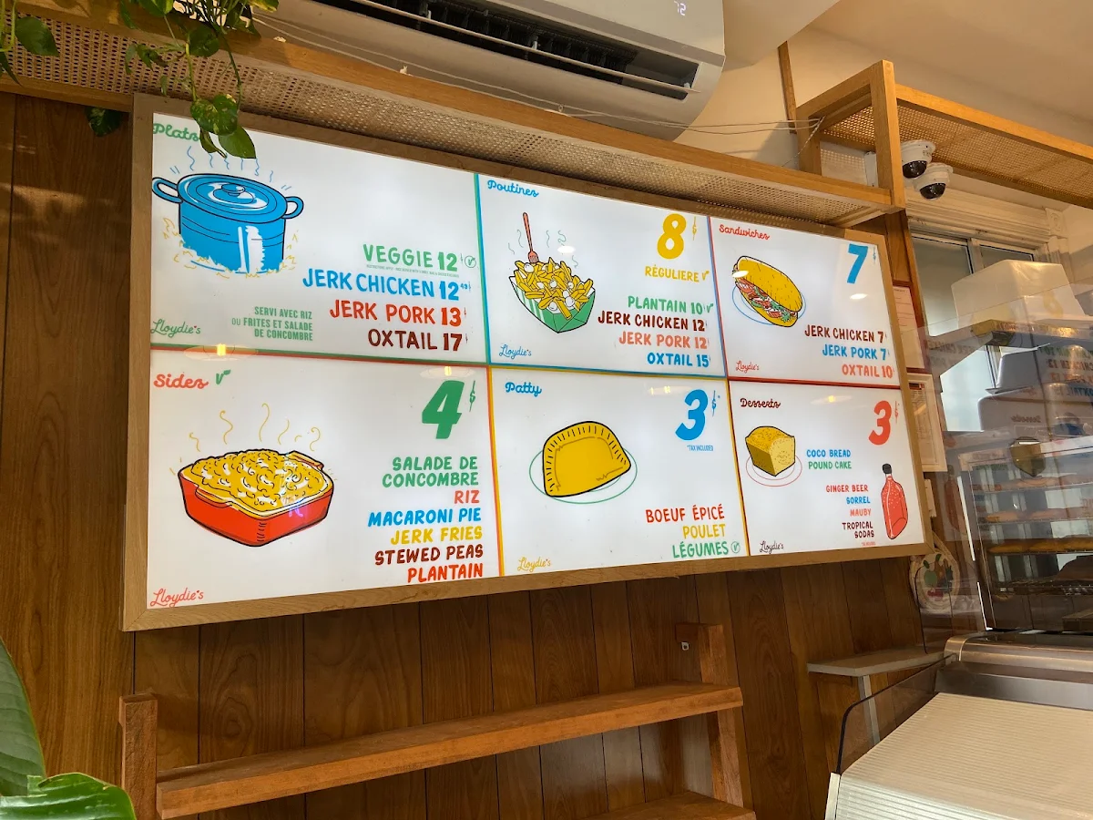 Menu, Lloydie's St-Viateur
