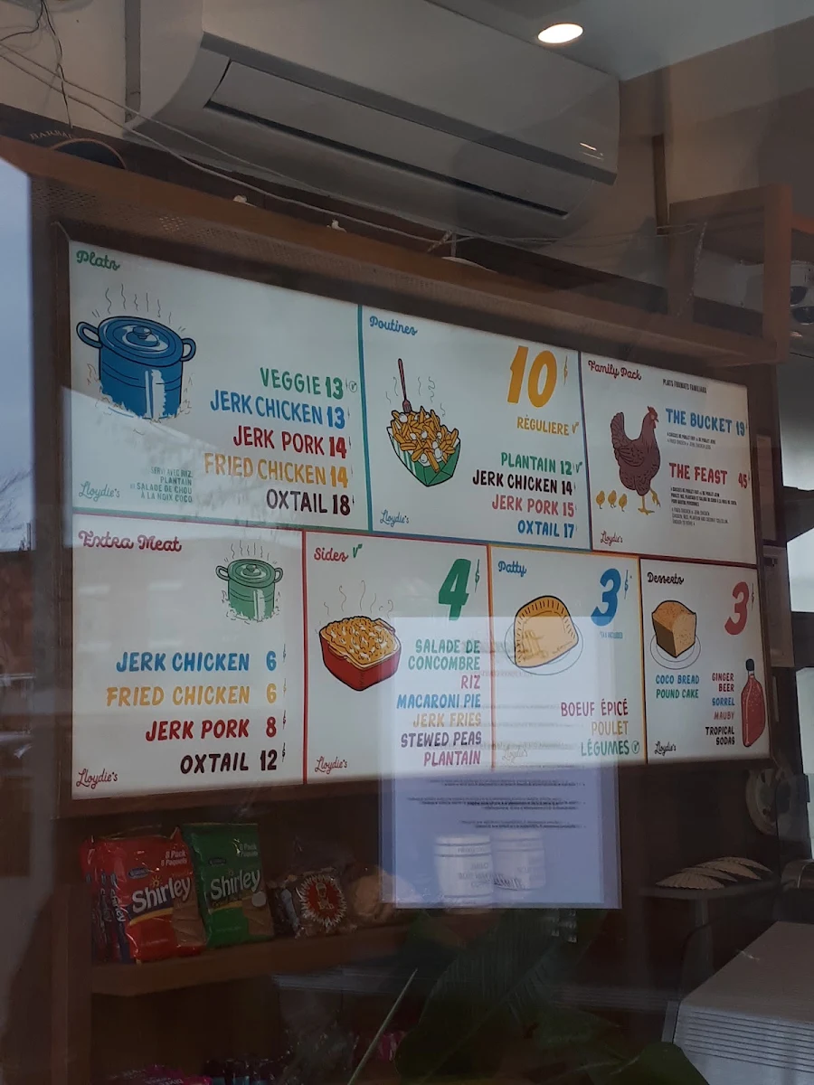 Menu, Lloydie's St-Viateur