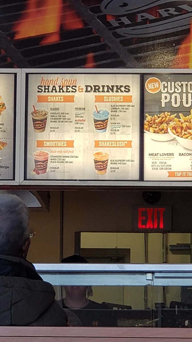 Menu, Harvey's