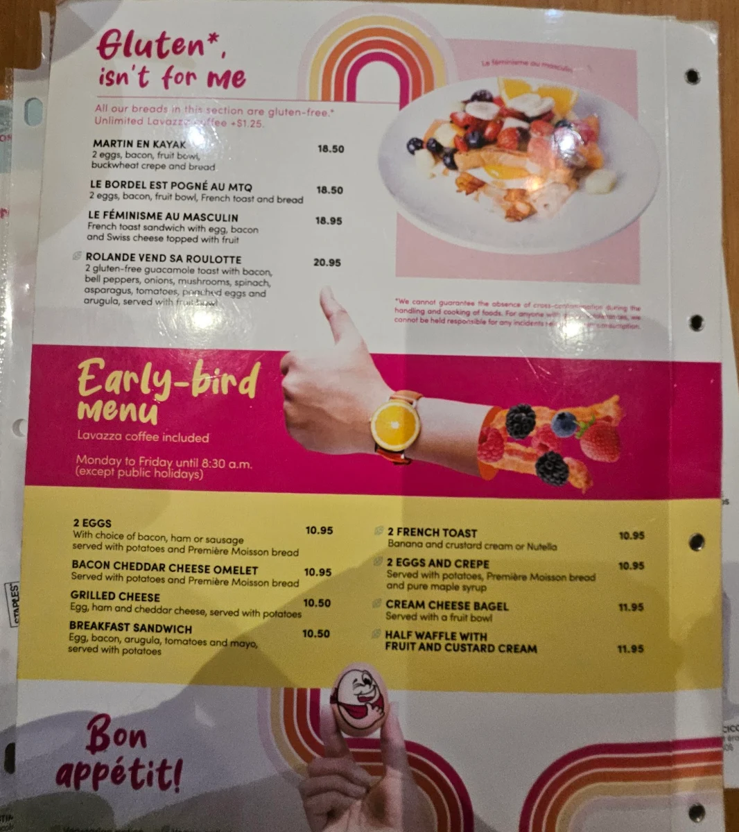 Menu, L'Œufrier (West Island)