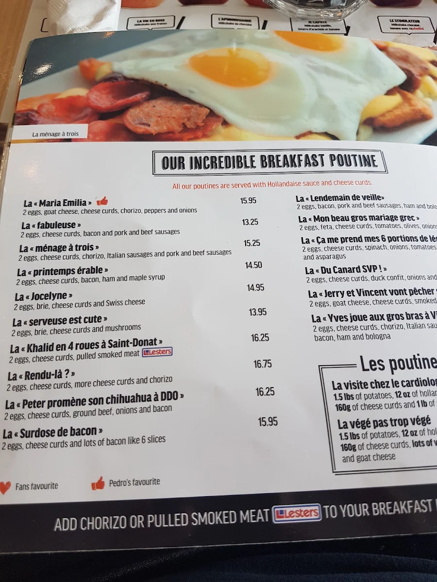 Menu, L'Œufrier (West Island)