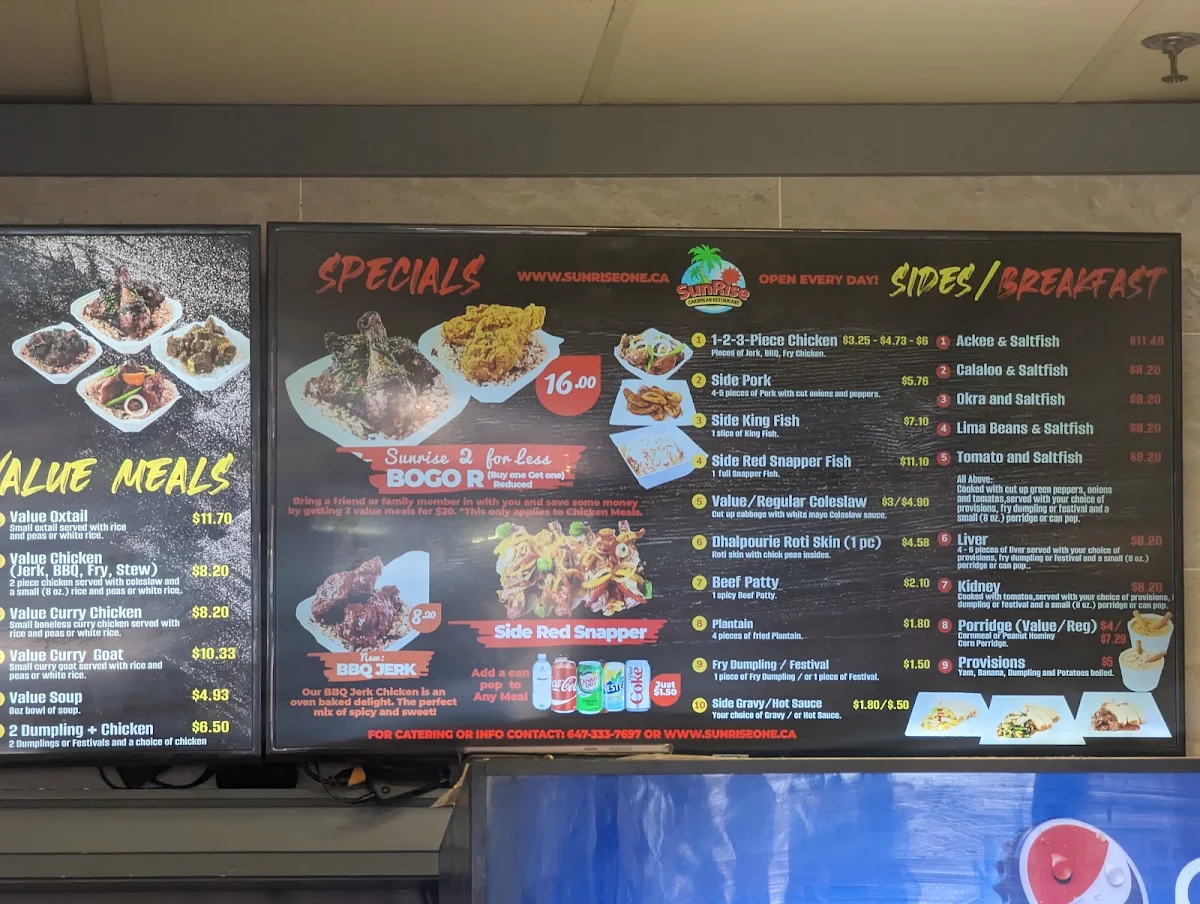 Menu, SunRise Caribbean Restaurant