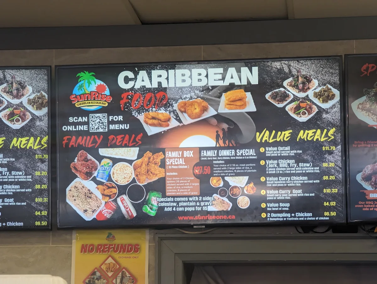 Menu, SunRise Caribbean Restaurant