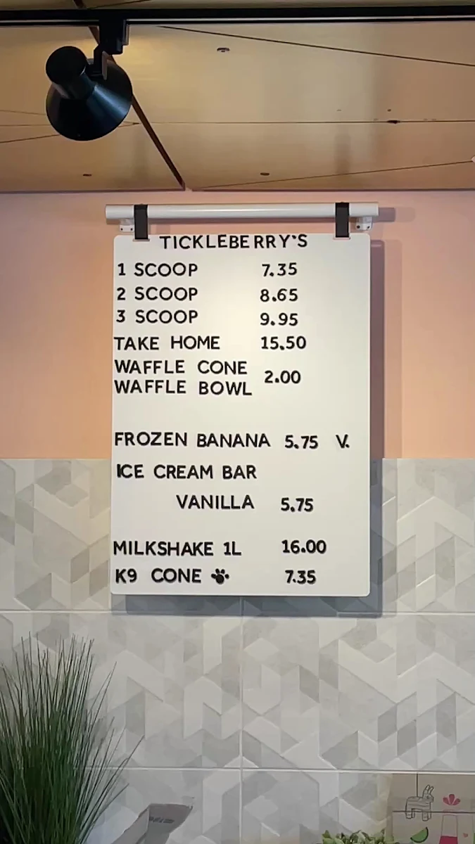 Menu, Tickleberry’s Downtown