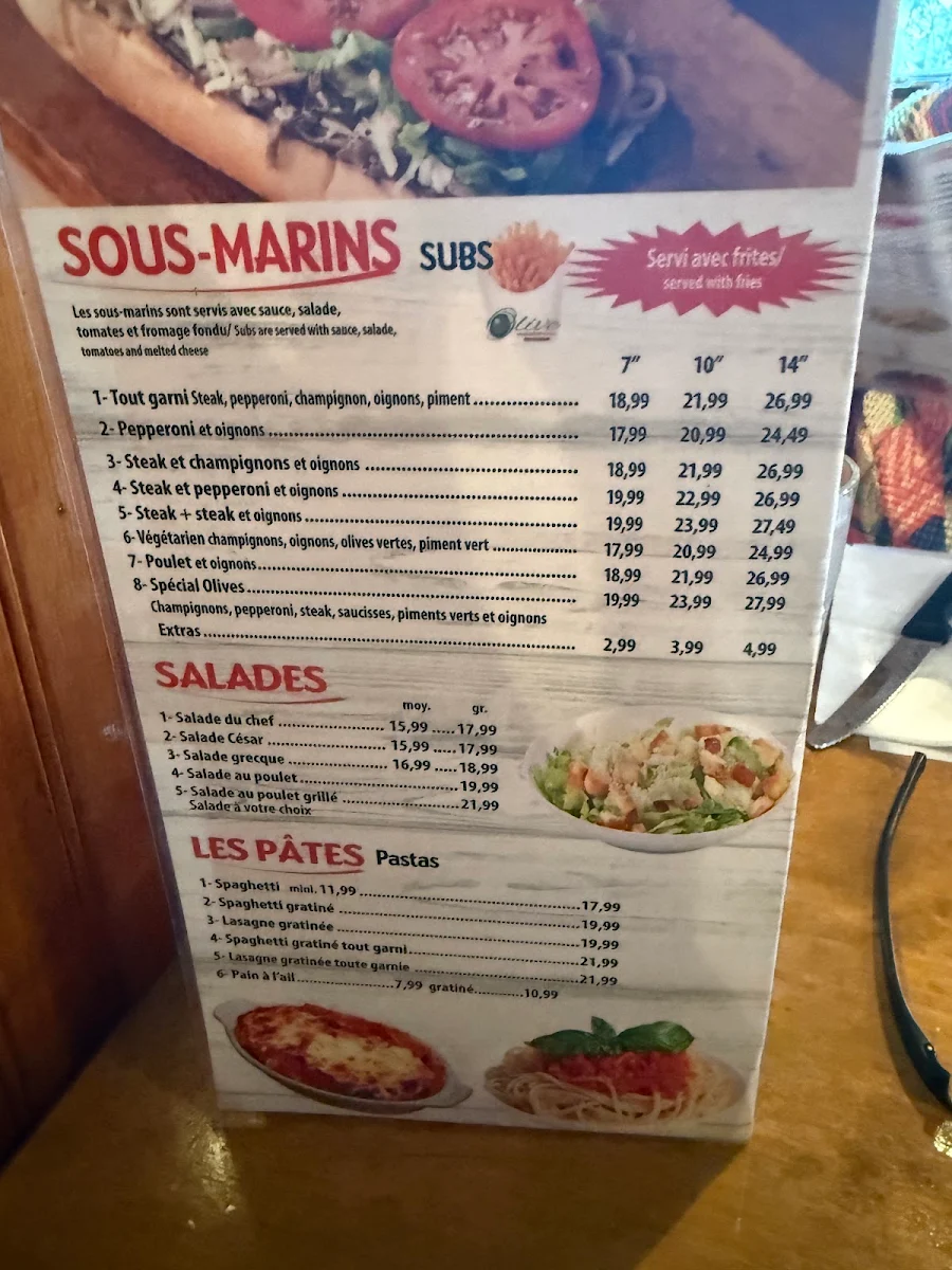 Menu, Restaurant Olive
